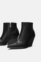 LEATHER WEDGE ANKLE BOOTS